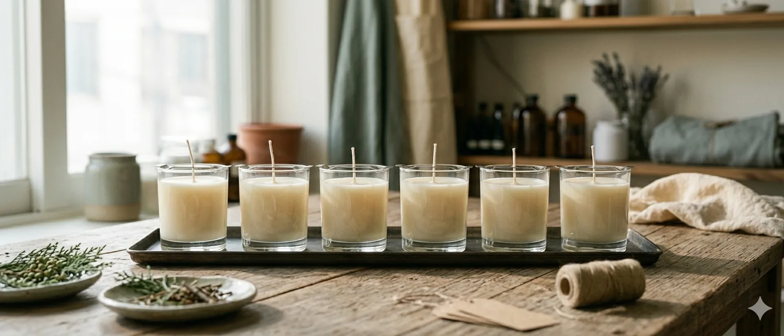 cooling tray · 21/9 · freshly poured candles · row of 6 · morning shadow
