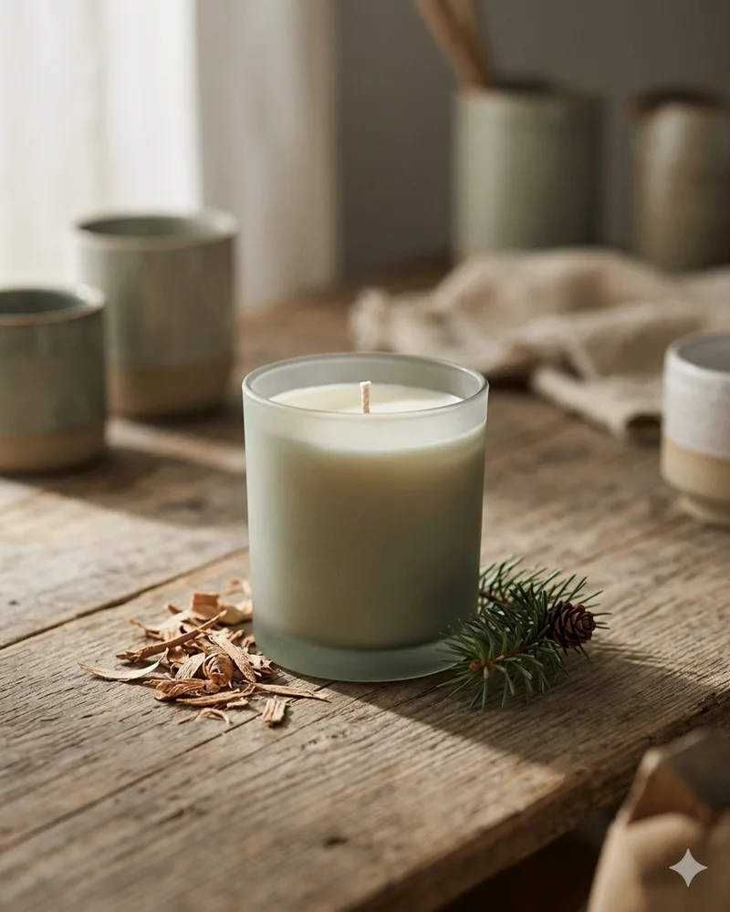 candle no.03 우디 · linen / cedar atmosphere · 4:5
